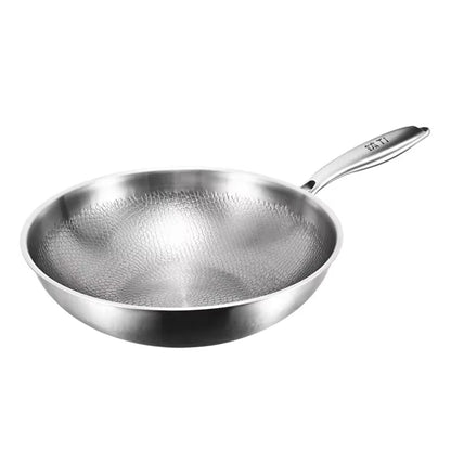 KENGQIANG Pure Titanium Flat Bottomed Wok Non Coated Household Scale Hammer Titanium Frying Pan Cookware Cooking Pot Non Stick